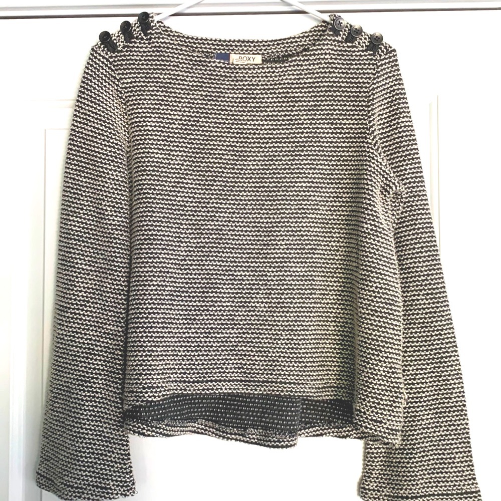 ROXY Marled Gray KNIT Pullover SWEATER